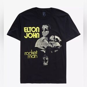 Elton John Rocket Man Black Graphic T-Shirt Women’s Small Official Merchandise